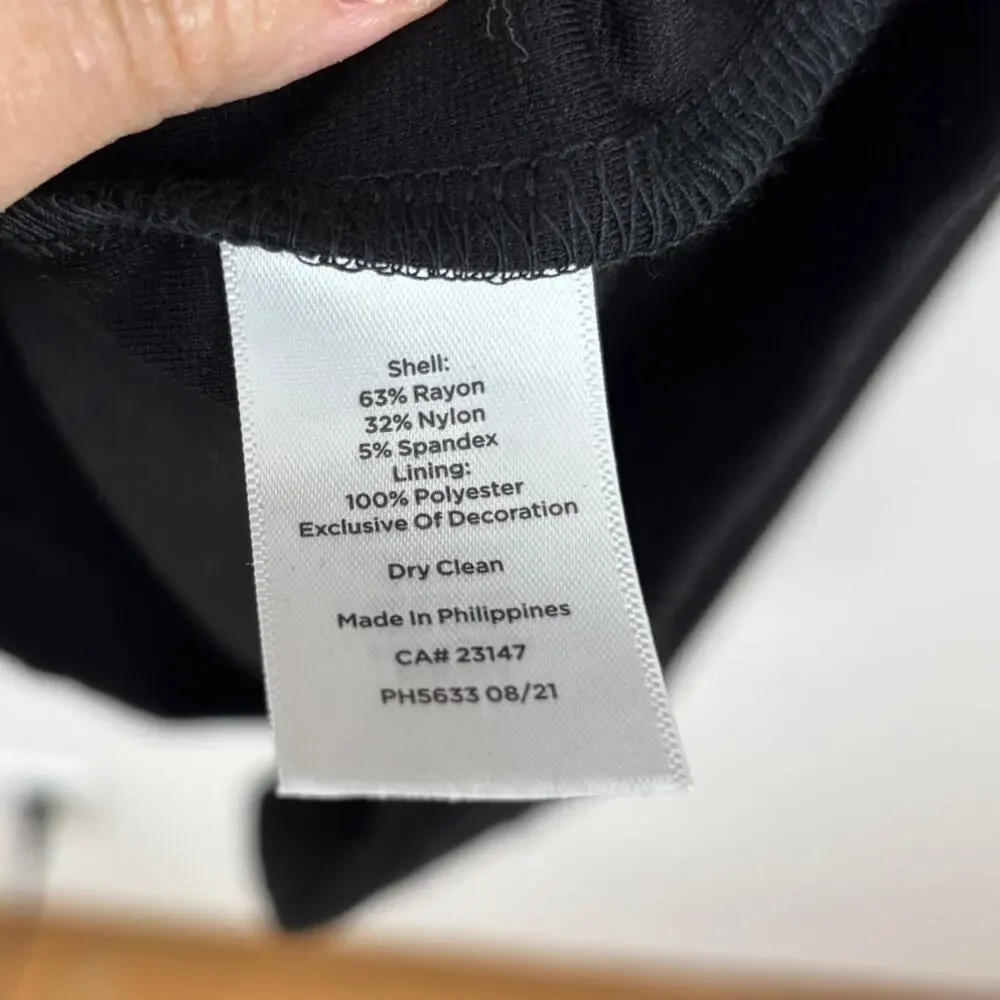 Talbots Black Sheath Dress Pencil Dress Ponte Knit Bow Detail 10 LBD career